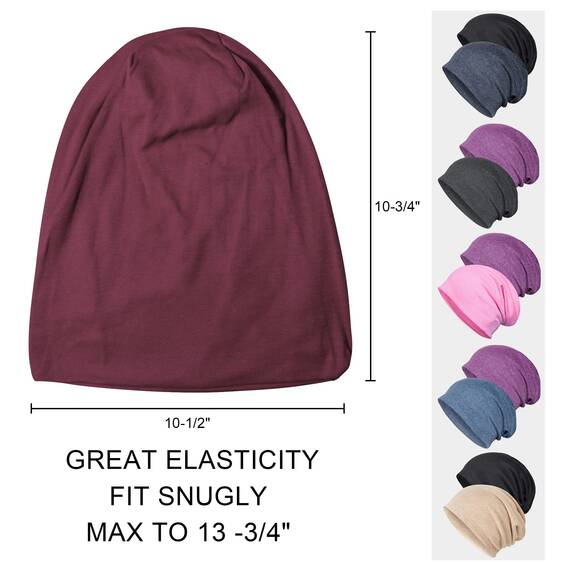 Senker Fashion Slouchy Beanie-Mütze für Damen und Herren, Chemo-Kopfbedeckung, Baumwolle, weich, leicht, Chemo-Totenkopfkappe, elastisch, Schwarz Rot, Large
