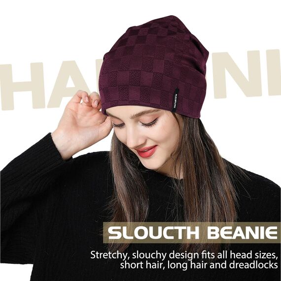 HAMUNI Slouch Beanie Mütze für Herren Damen, Dünne und Leichte Jacquard Jersey Beanies Chemo Kopfbedeckung Mützen Laufmütze Mütze Slouchy Baggy Beanie Unisex Flexible Klassische Winter Sommer Hüte