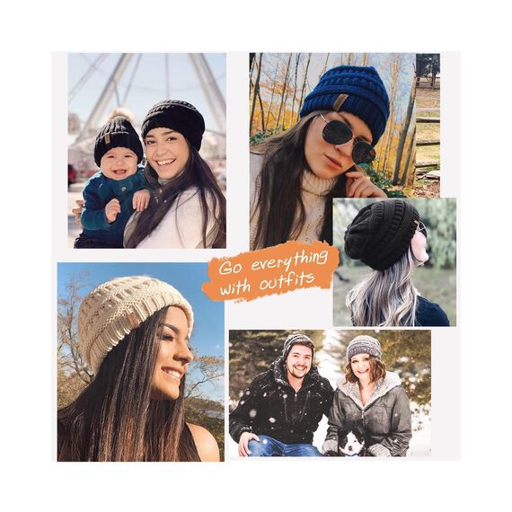 FURTALK Damen Beanie Mütze Warme Wintermütze mit Weichem Innenfutter Gefütterte Strickmütze