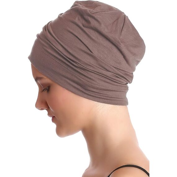Deresina Bambus Chemo-Kopfbedeckung für Frauen & Männer – Ultra-weiche, atmungsaktive Schlafmütze bei Alopezie & Haarausfall, leichte Beanie für Tag & Nacht (Mink - Einheitsgröße)