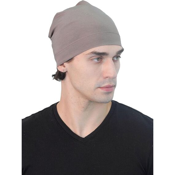 Deresina Bambus Chemo-Kopfbedeckung für Frauen & Männer – Ultra-weiche, atmungsaktive Schlafmütze bei Alopezie & Haarausfall, leichte Beanie für Tag & Nacht (Mink - Einheitsgröße)