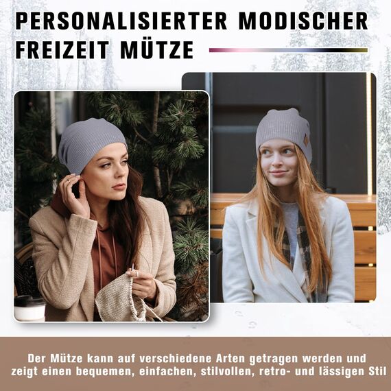 HAMUNI Mütze Damen Slouch Beanie Mütze Herren Elastisch Weich Bequem Jersey Mütze Klassische Mode Longbeanie perfekt für Frühling Herbst und Winter (Grau)