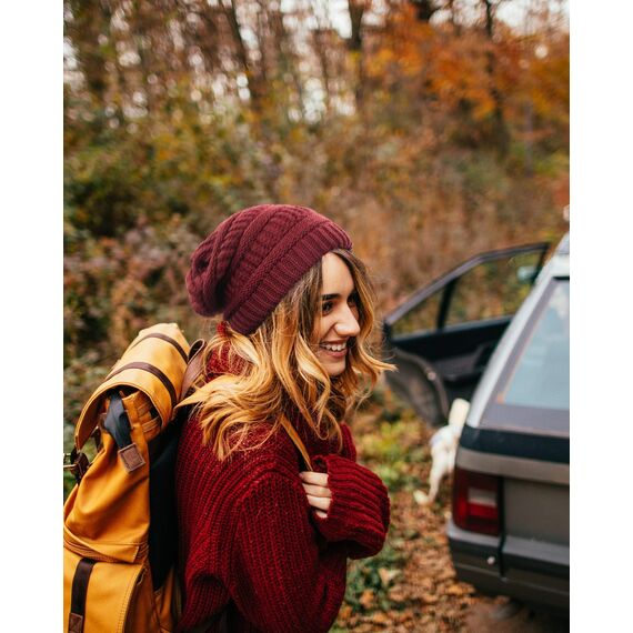 FURTALK Damen Beanie Mütze Warme Wintermütze mit Weichem Innenfutter Gefütterte Strickmütze,Weinrot,Einheitsgröße