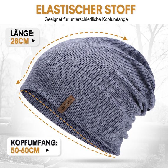 HAMUNI Mütze Damen Dünne Mütze Herren - Slouch Beanie Mützen - Leicht Weich Chemo Mützen - Atmungsaktiv Elastisch Long Beanie Ideale für Alle Jahreszeiten (Hellblau)