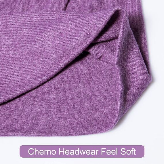 Slouchy Beanie-Mütze, Baumwolle, Chemo-Kopfbedeckung, Mützen für Damen und Herren, Denimblau/Lila, 2 Stück, Violett, Large