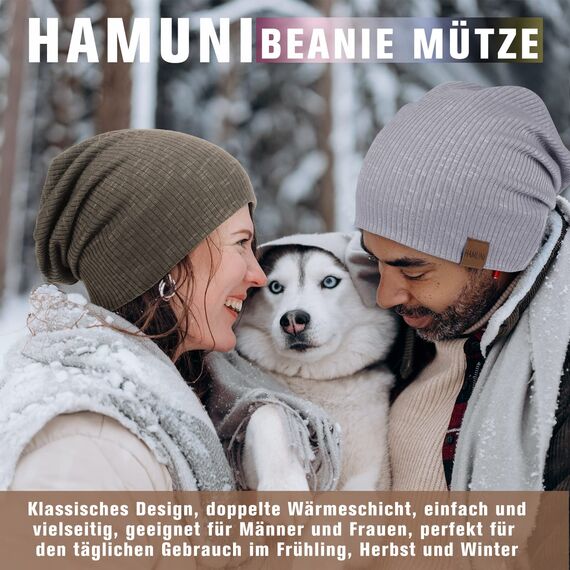 HAMUNI Mütze Damen Slouch Beanie Mütze Herren Elastisch Weich Bequem Jersey Mütze Klassische Mode Longbeanie perfekt für Frühling Herbst und Winter (Grün)