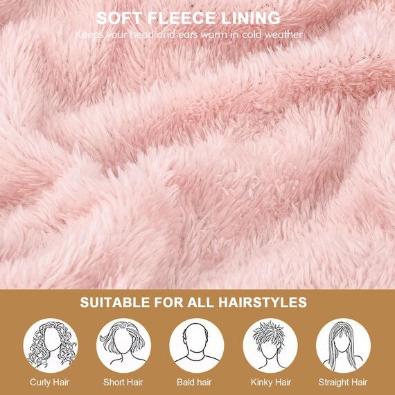 HAMUNI Mütze Damen - Atmungsaktiv Strickmütze Herren - Slouch Beanie Mütze mit Weichem Fleece Innenfutter - Unisex Wintermütze - Klassische Herren Damen Mütze für Herbst Winter Frühjahr (Rosa)