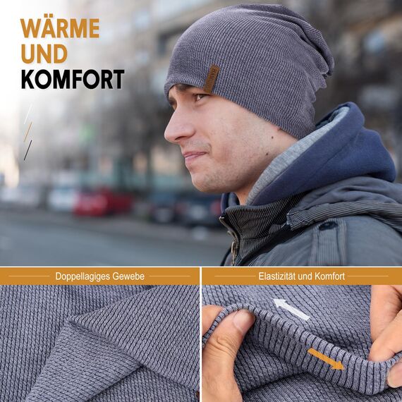 HAMUNI Mütze Damen Dünne Mütze Herren - Slouch Beanie Mützen - Leicht Weich Chemo Mützen - Atmungsaktiv Elastisch Long Beanie Ideale für Alle Jahreszeiten (Hellblau)
