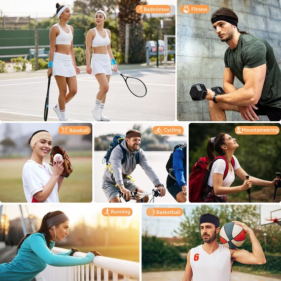 DiyJibb Stirnbänder für Damen, rutschfest, modische Sport-Haarbänder für Damenhaar, weiches Baumwolltuch, dehnbare Stirnbänder für Damen, für Workout, Yoga, Laufen, 7 Stück