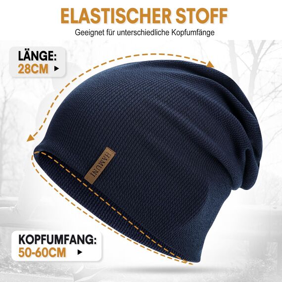 HAMUNI Mütze Damen - Dünne Slouch Beanie Mütze Herren - Leicht Weich Chemo Mützen - Atmungsaktiv Longbeanie - Elastisch Beanie Mütze Ideale für Alle Jahreszeiten (Dunkelblau)