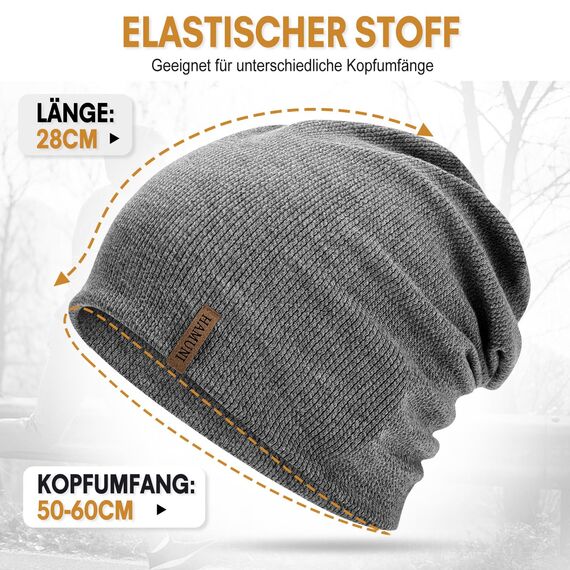 HAMUNI Mütze Damen Dünne Mütze Herren - Slouch Beanie - Leicht Weich Chemo Mützen - Atmungsaktiv Longbeanie - Elastisch Mützen - Ideale Beanie Mütze für Alle Jahreszeiten (Dunkelgrau)