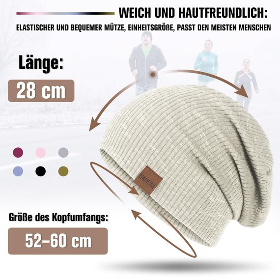 HAMUNI Mütze Damen Slouch Beanie Mütze Herren Elastisch Weich Bequem Jersey Mütze Klassische Mode Longbeanie perfekt für Frühling Herbst und Winter (Hellgrün)