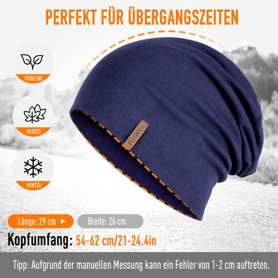 HAMUNI Mütze Damen Herren, Weich Dünne Slouch Beanie Mütze aus Baumwolle, Leichte Atmungsaktiv Longbeanie, Elastisch Jersey Chemo Mütze für Alle Jahreszeiten