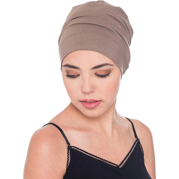 Deresina Bambus Chemo-Kopfbedeckung für Frauen & Männer – Ultra-weiche, atmungsaktive Schlafmütze bei Alopezie & Haarausfall, leichte Beanie für Tag & Nacht (Mink - Einheitsgröße)