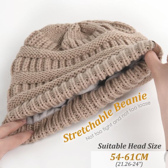 FURTALK Damen Beanie Mütze Warme Wintermütze mit Weichem Innenfutter Gefütterte Strickmütze