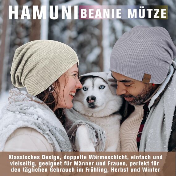 HAMUNI Mütze Damen Slouch Beanie Mütze Herren Elastisch Weich Bequem Jersey Mütze Klassische Mode Longbeanie perfekt für Frühling Herbst und Winter (Hellgrün)