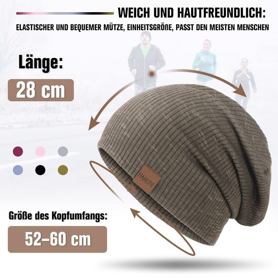 HAMUNI Mütze Damen Slouch Beanie Mütze Herren Elastisch Weich Bequem Jersey Mütze Klassische Mode Longbeanie perfekt für Frühling Herbst und Winter (Grün)