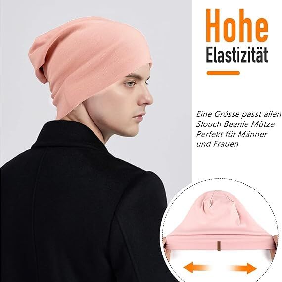 HAMUNI Mütze Damen Herren, Slouch Beanie Mütze, Weich Dünne Mütze aus Baumwolle, Leichte Atmungsaktiv Longbeanie für Alle Jahreszeiten