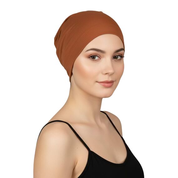 Deresina Bambus Chemo-Kopfbedeckung für Frauen & Männer – Ultra-weiche, atmungsaktive Schlafmütze bei Alopezie & Haarausfall, leichte Beanie für Tag & Nacht (Zimt - Einheitsgröße)