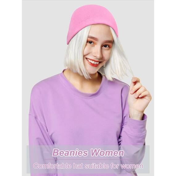 Senker 2er Pack Baumwolle Slouchy Beanie Hüte, Chemo-Kopfbedeckung Mützen für Damen und Herren, pink / violett, L