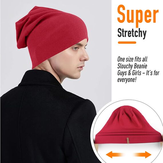 HAMUNI Mütze Damen Herren, Slouch Beanie Mütze, Weich Dünne Mütze aus Baumwolle, Leichte Atmungsaktiv Longbeanie für Alle Jahreszeiten