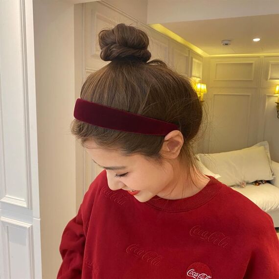 EUDUQ 3 Stück Haarreifen Damen,Gepolstertes Stirnband aus Samtstoff,Retro Style Haarband,Vintage Haarschmuck,Stirnbänder für Frauen und Mädchen (Schwarz/Burgunderrot/Braun)