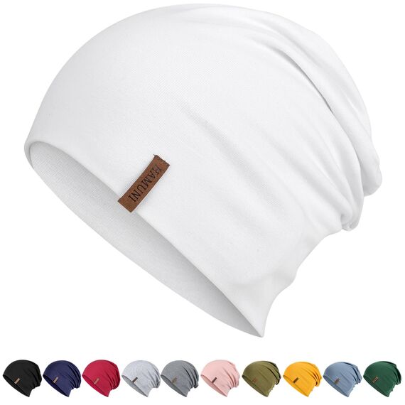 HAMUNI Mütze Damen Herren, Slouch Beanie Mütze, Weich Dünne Mütze aus Baumwolle, Leichte Atmungsaktiv Longbeanie, Elastisch Laufmütze für Alle Jahreszeiten