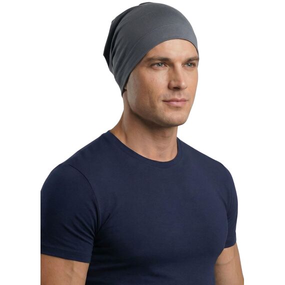 Deresina Bambus Chemo-Kopfbedeckung für Frauen & Männer – Ultra-weiche, atmungsaktive Schlafmütze bei Alopezie & Haarausfall, leichte Beanie für Tag & Nacht (Anthrazitgrau - Einheitsgröße)