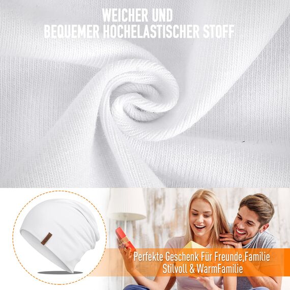 HAMUNI Mütze Damen Herren, Slouch Beanie Mütze, Weich Dünne Mütze aus Baumwolle, Leichte Atmungsaktiv Longbeanie, Elastisch Laufmütze für Alle Jahreszeiten