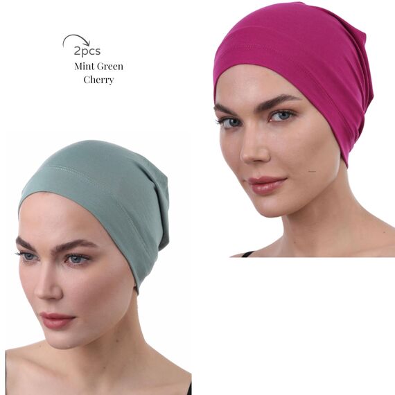 Deresina Bambus Chemo-Kopfbedeckung für Frauen & Männer – Ultra-weiche, atmungsaktive Schlafmütze bei Alopezie & Haarausfall, leichte Beanie für Tag & Nacht (x Apfel-Kirsche - Einheitsgröße)