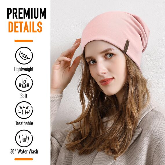HAMUNI Mütze Damen Herren, Slouch Beanie Mütze, Weich Dünne Mütze aus Baumwolle, Leichte Atmungsaktiv Longbeanie für Alle Jahreszeiten