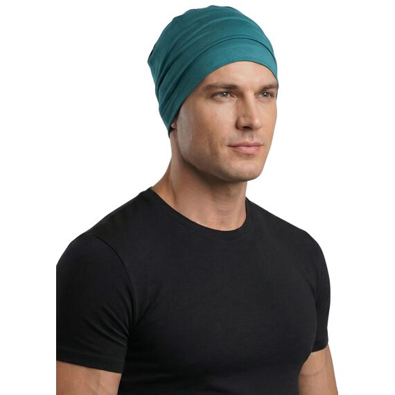 Deresina Bambus Chemo-Kopfbedeckung für Frauen & Männer – Ultra-weiche, atmungsaktive Schlafmütze bei Alopezie & Haarausfall, leichte Beanie für Tag & Nacht (Blaugrün - Einheitsgröße)