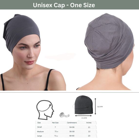 Deresina Bambus Chemo-Kopfbedeckung für Frauen & Männer – Ultra-weiche, atmungsaktive Schlafmütze bei Alopezie & Haarausfall, leichte Beanie für Tag & Nacht (Anthrazitgrau - Einheitsgröße)