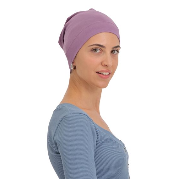 Deresina Bambus Chemo-Kopfbedeckung für Frauen & Männer – Ultra-weiche, atmungsaktive Schlafmütze bei Alopezie & Haarausfall, leichte Beanie für Tag & Nacht (Lavendel - Einheitsgröße)