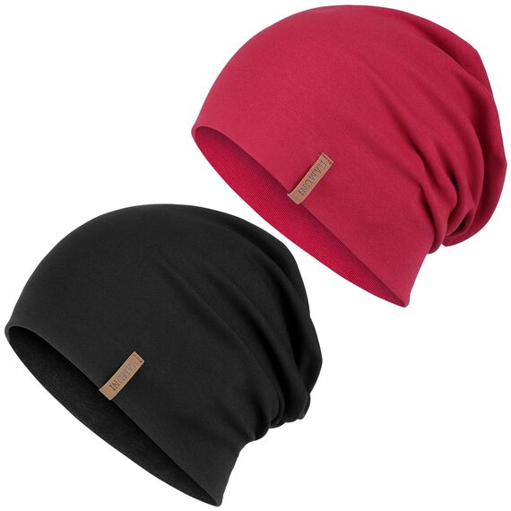 HAMUNI Mütze Damen Herren, Slouch Beanie Mütze, Weich Dünne Mütze aus Baumwolle, Leichte Atmungsaktiv Longbeanie für Alle Jahreszeiten