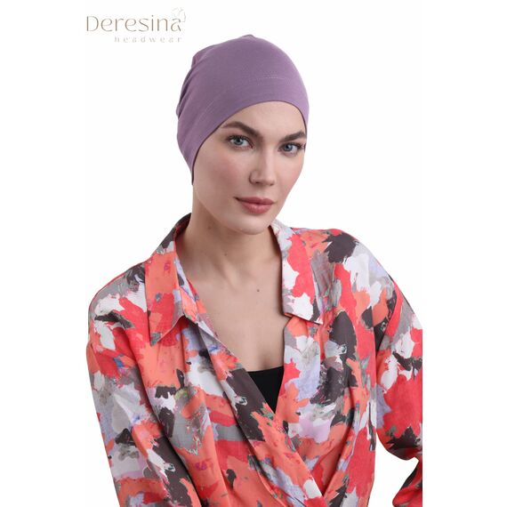 Deresina Bambus Chemo-Kopfbedeckung für Frauen & Männer – Ultra-weiche, atmungsaktive Schlafmütze bei Alopezie & Haarausfall, leichte Beanie für Tag & Nacht (Lavendel - Einheitsgröße)
