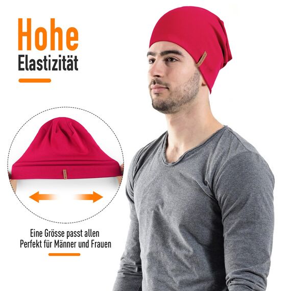 HAMUNI Mütze Damen Herren, Weich Dünne Slouch Beanie Mütze aus Baumwolle, Leichte Atmungsaktiv Longbeanie, Elastisch Jersey Chemo Mütze für Alle Jahreszeiten