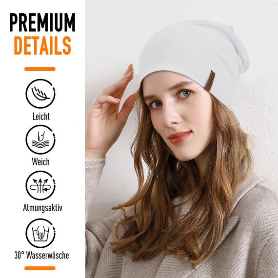 HAMUNI Mütze Damen Herren, Slouch Beanie Mütze, Weich Dünne Mütze aus Baumwolle, Leichte Atmungsaktiv Longbeanie für Alle Jahreszeiten