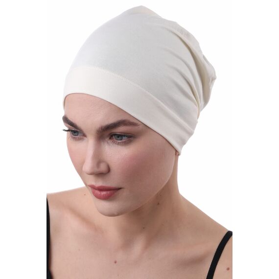 Deresina Bambus Chemo-Kopfbedeckung für Frauen & Männer – Ultra-weiche, atmungsaktive Schlafmütze bei Alopezie & Haarausfall, leichte Beanie für Tag & Nacht (Blumig Creme - Einheitsgröße)