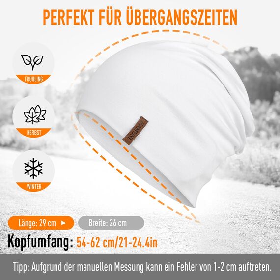 HAMUNI Mütze Damen Herren, Slouch Beanie Mütze, Weich Dünne Mütze aus Baumwolle, Leichte Atmungsaktiv Longbeanie, Elastisch Laufmütze für Alle Jahreszeiten