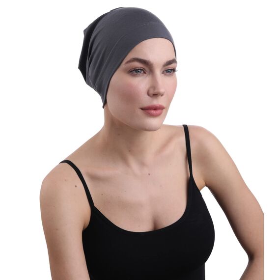 Deresina Bambus Chemo-Kopfbedeckung für Frauen & Männer – Ultra-weiche, atmungsaktive Schlafmütze bei Alopezie & Haarausfall, leichte Beanie für Tag & Nacht (Anthrazitgrau - Einheitsgröße)