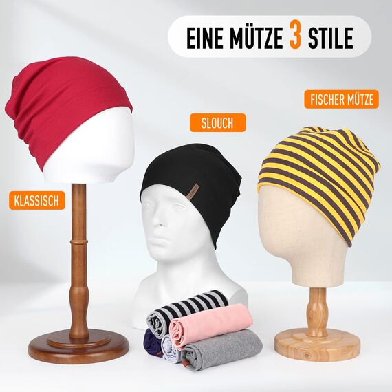 HAMUNI Mütze Damen Herren, Weich Dünne Slouch Beanie Mütze aus Baumwolle, Leichte Atmungsaktiv Longbeanie, Elastisch Jersey Chemo Mütze für Alle Jahreszeiten