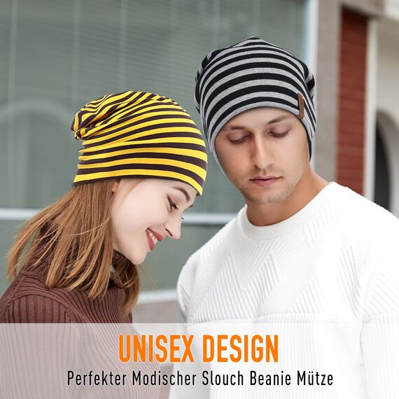 HAMUNI Mütze Damen Herren, Weich Dünne Slouch Beanie Mütze aus Baumwolle, Leichte Atmungsaktiv Longbeanie, Elastisch Jersey Chemo Mütze für Alle Jahreszeiten