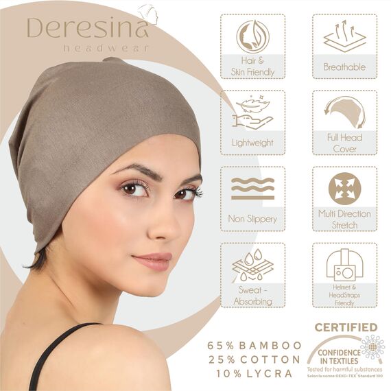 Deresina Bambus Chemo-Kopfbedeckung für Frauen & Männer – Ultra-weiche, atmungsaktive Schlafmütze bei Alopezie & Haarausfall, leichte Beanie für Tag & Nacht (Cherry 2 - Einheitsgröße)