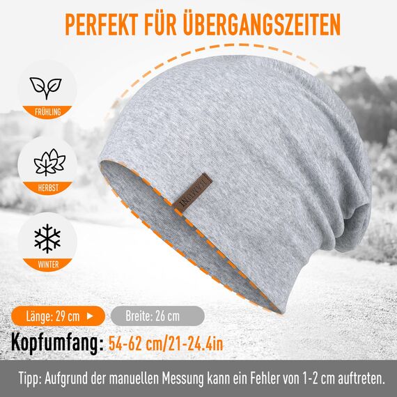 HAMUNI Mütze Damen Herren, Weich Dünne Slouch Beanie Mütze aus Baumwolle, Leichte Atmungsaktiv Longbeanie, Elastisch Jersey Chemo Mütze für Alle Jahreszeiten