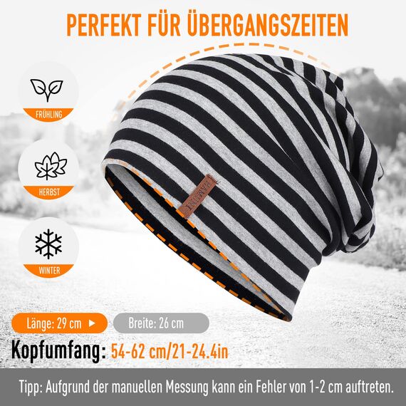 HAMUNI Mütze Damen Herren, Weich Dünne Slouch Beanie Mütze aus Baumwolle, Leichte Atmungsaktiv Longbeanie, Elastisch Jersey Chemo Mütze für Alle Jahreszeiten