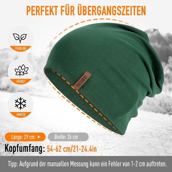 HAMUNI Mütze Damen Herren, Slouch Beanie Mütze, Weich Dünne Mütze aus Baumwolle, Leichte Atmungsaktiv Longbeanie, Elastisch Laufmütze für Alle Jahreszeiten