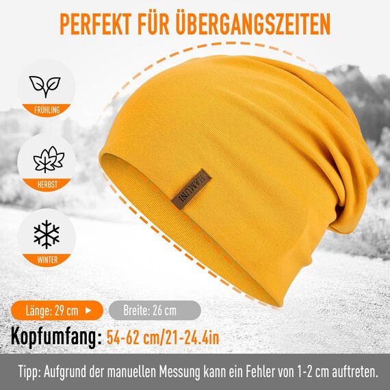 HAMUNI Mütze Damen Herren, Slouch Beanie Mütze, Weich Dünne Mütze aus Baumwolle, Leichte Atmungsaktiv Longbeanie, Elastisch Laufmütze für Alle Jahreszeiten