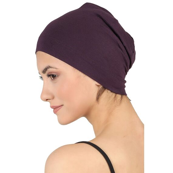 Deresina Bambus Chemo-Kopfbedeckung für Frauen & Männer – Ultra-weiche, atmungsaktive Schlafmütze bei Alopezie & Haarausfall, leichte Beanie für Tag & Nacht (Maulbeere - Einheitsgröße)