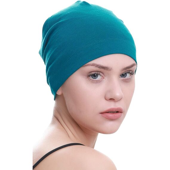 Deresina Bambus Chemo-Kopfbedeckung für Frauen & Männer – Ultra-weiche, atmungsaktive Schlafmütze bei Alopezie & Haarausfall, leichte Beanie für Tag & Nacht (x Caroline - Türkis - Einheitsgröße)